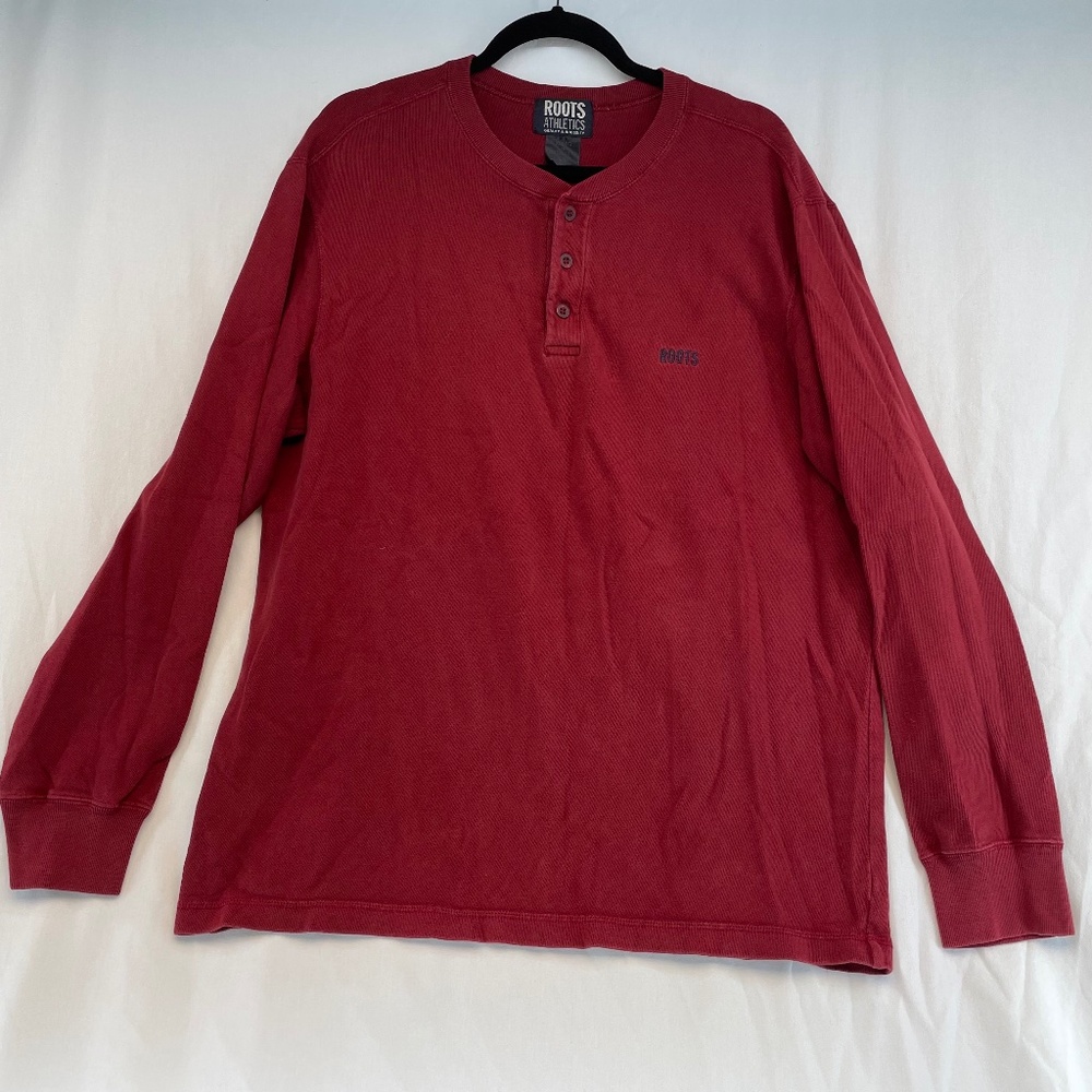 Roots Athletics Crewneck Long Sleeve Polo Red Men’s Size XL